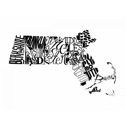 Massachusetts Black Modern Wood Framed Art Print by Grey, Jace