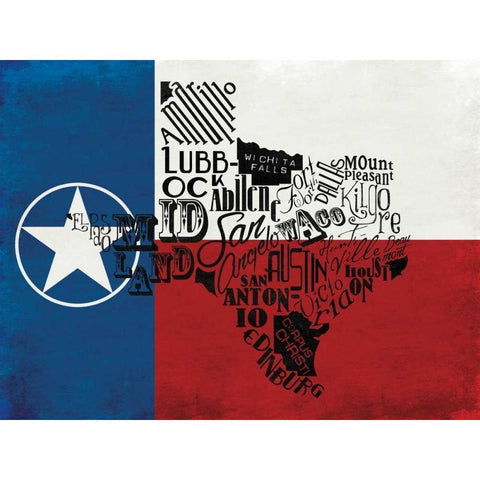 Rustic Texas Flag Gold Ornate Wood Framed Art Print with Double Matting by Grey, Jace