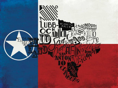 Rustic Texas Flag White Modern Wood Framed Art Print with Double Matting by Grey, Jace