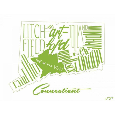 CT Green Black Modern Wood Framed Art Print with Double Matting by Grey, Jace