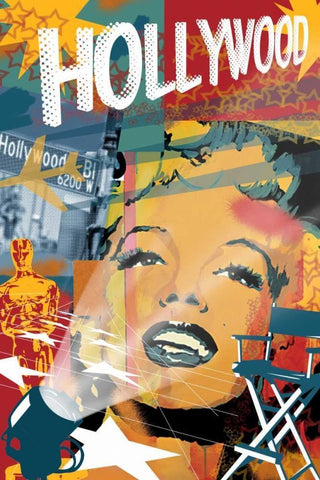 Marilyn Hollywood White Modern Wood Framed Art Print with Double Matting by Grey, Jace