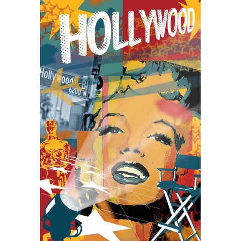 Marilyn Hollywood White Modern Wood Framed Art Print by Grey, Jace