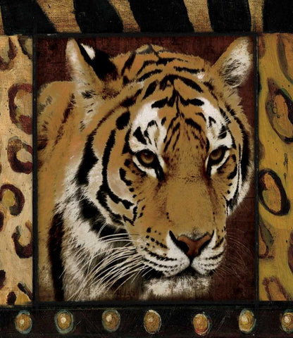 Tiger Bordered Black Ornate Wood Framed Art Print with Double Matting by Grey, Jace