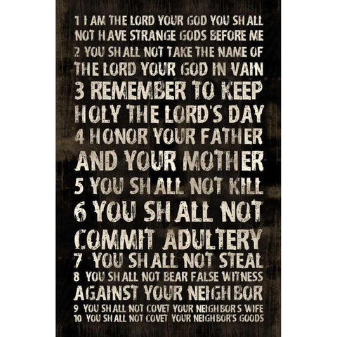 Full 10 Commandments Black Modern Wood Framed Art Print with Double Matting by Grey, Jace