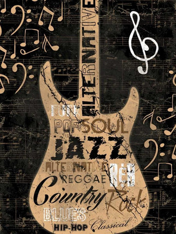 Music Notes black Black Ornate Wood Framed Art Print with Double Matting by Grey, Jace