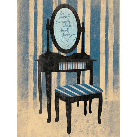 Be Yourself Blue White Modern Wood Framed Art Print by Grey, Jace