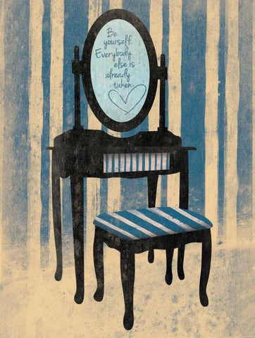 Be Yourself Blue Black Ornate Wood Framed Art Print with Double Matting by Grey, Jace