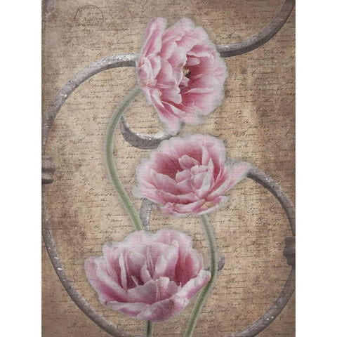 Floral Fence 3 Gold Ornate Wood Framed Art Print with Double Matting by Grey, Jace