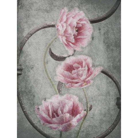 Floral Fence Gold Ornate Wood Framed Art Print with Double Matting by Grey, Jace