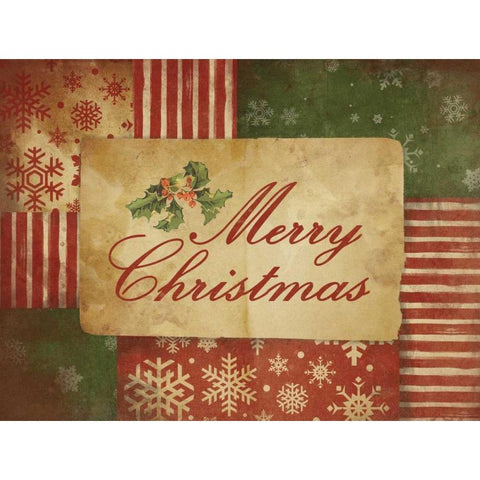 Merry Christmas Gold Ornate Wood Framed Art Print with Double Matting by Grey, Jace