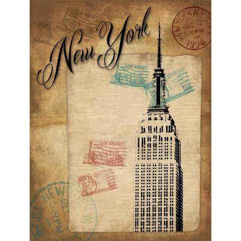 New York Postal Black Modern Wood Framed Art Print with Double Matting by Grey, Jace