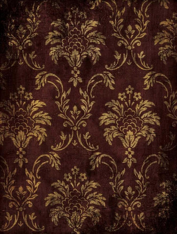 Gold Red Pattern White Modern Wood Framed Art Print with Double Matting by Grey, Jace