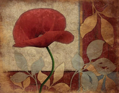 Poppies Black Ornate Wood Framed Art Print with Double Matting by Grey, Jace