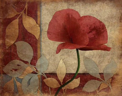 Poppies Mate White Modern Wood Framed Art Print with Double Matting by Grey, Jace