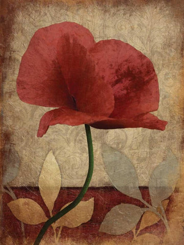 Poppies  Vert Mate White Modern Wood Framed Art Print with Double Matting by Grey, Jace