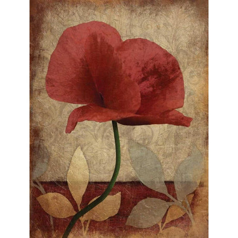 Poppies  Vert Mate Gold Ornate Wood Framed Art Print with Double Matting by Grey, Jace