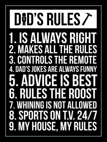 Dads Rules Invert White Modern Wood Framed Art Print with Double Matting by Grey, Jace