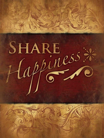 Share Happiness Black Ornate Wood Framed Art Print with Double Matting by Grey, Jace