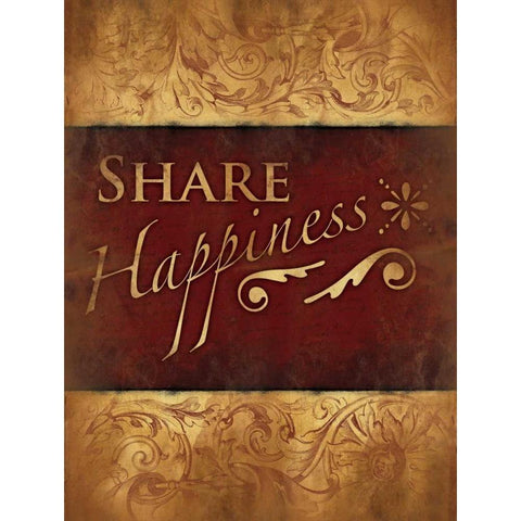 Share Happiness White Modern Wood Framed Art Print by Grey, Jace