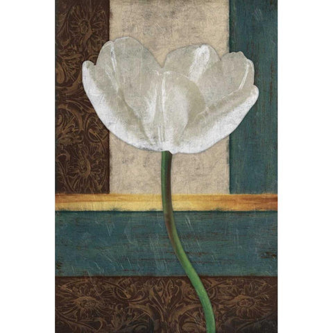 White Floral Mate White Modern Wood Framed Art Print by Grey, Jace