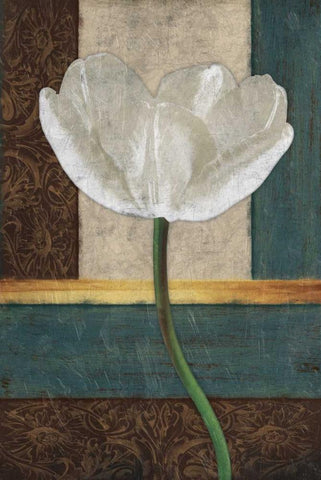 White Floral Mate White Modern Wood Framed Art Print with Double Matting by Grey, Jace