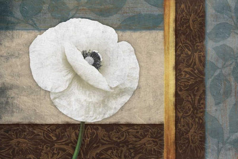 White Floral Horizontal White Modern Wood Framed Art Print with Double Matting by Grey, Jace