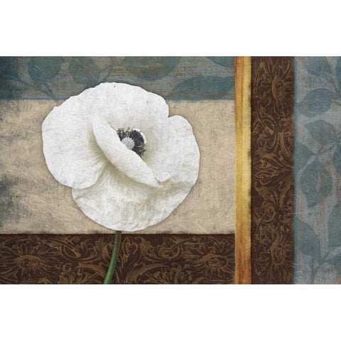 White Floral Horizontal Black Modern Wood Framed Art Print by Grey, Jace