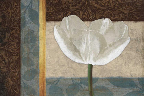 White Floral Mate Horizontal White Modern Wood Framed Art Print with Double Matting by Grey, Jace