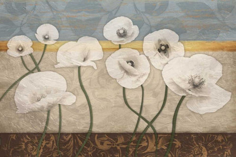 White Floral Patch White Modern Wood Framed Art Print with Double Matting by Grey, Jace