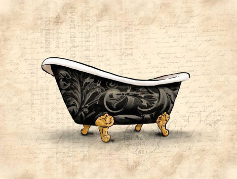 Cream Bath 2 Black Ornate Wood Framed Art Print with Double Matting by Grey, Jace