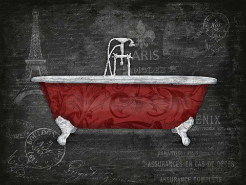 Red Bath 2 White Modern Wood Framed Art Print with Double Matting by Grey, Jace