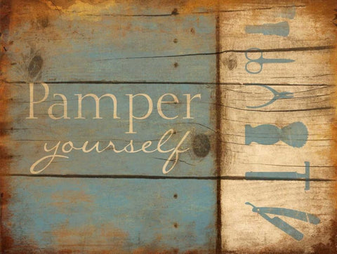 Pamper Yourself Black Ornate Wood Framed Art Print with Double Matting by Grey, Jace