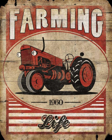 Farming Life White Modern Wood Framed Art Print with Double Matting by Grey, Jace