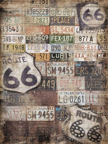 Route 66 Black Ornate Wood Framed Art Print with Double Matting by Grey, Jace