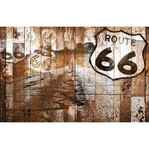 Road To Route 66 Rust Black Modern Wood Framed Art Print with Double Matting by Grey, Jace