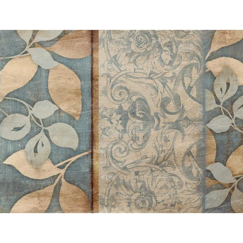 Floral pattern blue Gold Ornate Wood Framed Art Print with Double Matting by Grey, Jace