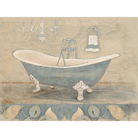 Bath Blue White Modern Wood Framed Art Print by Grey, Jace