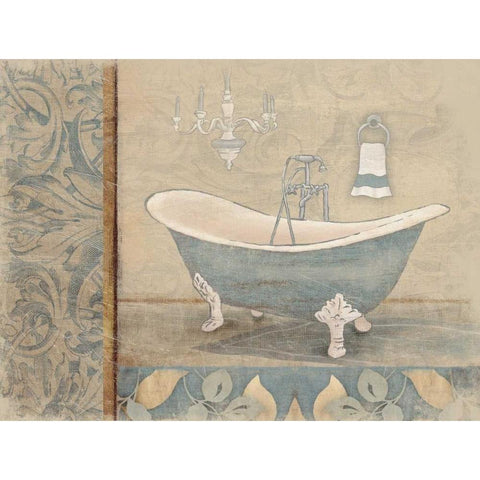 Bath blue White Modern Wood Framed Art Print by Grey, Jace