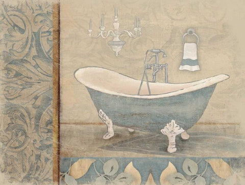 Bath blue White Modern Wood Framed Art Print with Double Matting by Grey, Jace