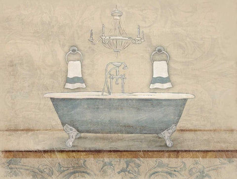 Bath blue mate Black Ornate Wood Framed Art Print with Double Matting by Grey, Jace