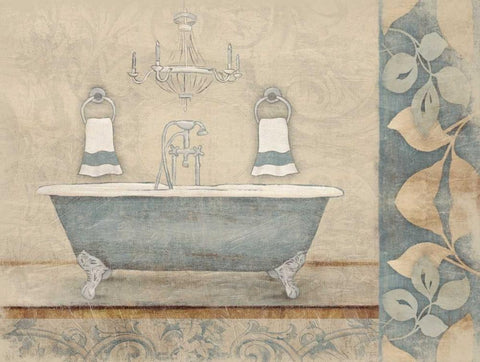 Bath blue mate Black Ornate Wood Framed Art Print with Double Matting by Grey, Jace