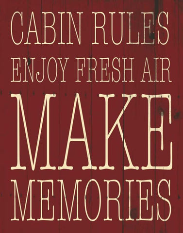 Cabin Rules White Modern Wood Framed Art Print with Double Matting by Grey, Jace