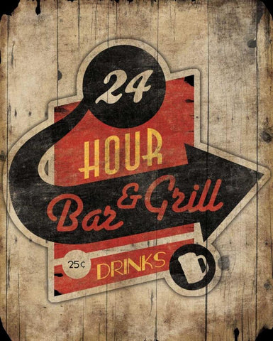 Bar Grill Black Ornate Wood Framed Art Print with Double Matting by Grey, Jace