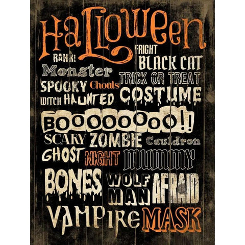 Halloween Boo Black Modern Wood Framed Art Print with Double Matting by Grey, Jace