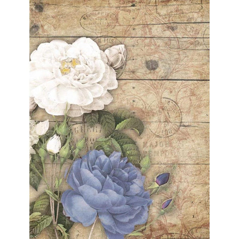 Purple floral mate vert Black Modern Wood Framed Art Print with Double Matting by Grey, Jace