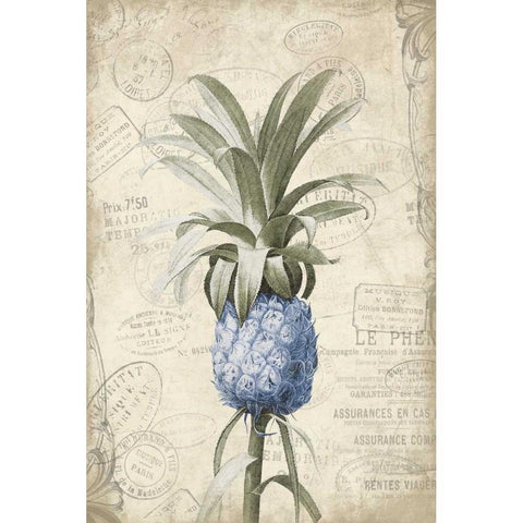 Blue Pineapple White Modern Wood Framed Art Print by Grey, Jace