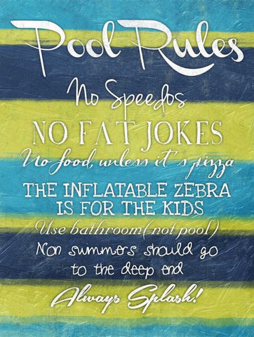 Pool Rules White Modern Wood Framed Art Print with Double Matting by Grey, Jace