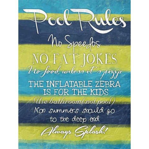 Pool Rules Black Modern Wood Framed Art Print with Double Matting by Grey, Jace