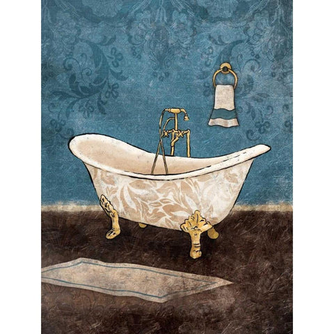 Blue Bath Black Modern Wood Framed Art Print by Grey, Jace