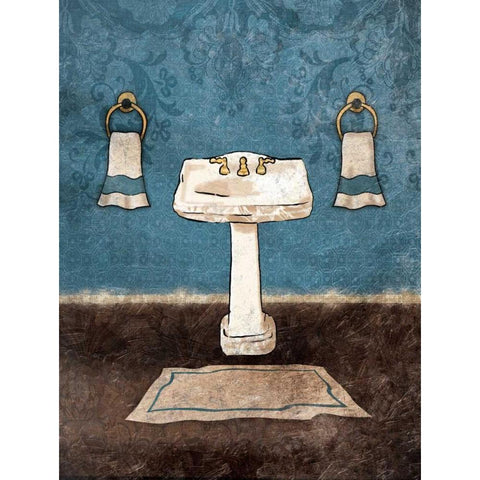 Blue Sink Black Modern Wood Framed Art Print with Double Matting by Grey, Jace